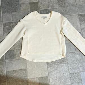Pebble Beach Dry-Luxe Performance Women S Cream Textured V Neck Golf Pullover